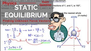 Static Equilibrium  Finding Unknown Force Vectors [upl. by Lindly]