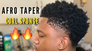 Afro Taper with Curl Sponge  Haircut Tutorial  Garrick Dixon [upl. by Rubie]