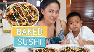 HOW TO MAKE BAKED SUSHI SUSHI BAKE RECIPE  Alapag Family Fun [upl. by Wharton]