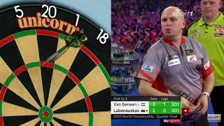 MICHAEL VAN GERWEN VS DARIUS LABANAUSKAS 9 DARTER ATTEMPT WC 2020 [upl. by Tsugua]