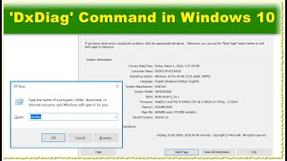 DxDiag Command in Windows 10  Windows Tutorial [upl. by Oletha]