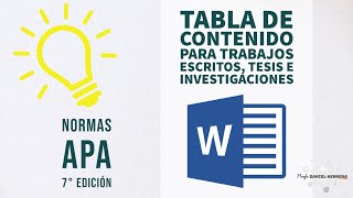 Normas APA 7° edición 📝índice o tabla de contenido para trabajos escritos tesis e investigaciones [upl. by Samalla267]