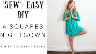 DIY 4 Squares Nightgown  quotSewquot Easy [upl. by Parnas]