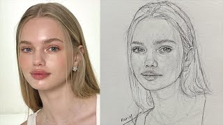 Learn to draw a beautiful girls face step by step using the Loomis method [upl. by Selina]