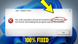 Fix MFPlatDLL not found in Windows 11  10  How To Solve Mfplat dll Missing Error ✅ [upl. by Assilla]