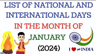 January Days List 2024 List of National amp International Days Important Day amp Dates of January 2024 [upl. by Akimad]