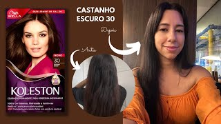 Pintando o cabelo de CASTANHO ESCURO 30 DA KOLESTON [upl. by Drahnreb802]