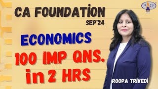 100 IMP Qns in Economics for CA Foundation Sep’24  Roopa Trivedi  PACE Indore [upl. by Garlen]