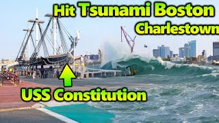 【Boston Massachusetts】Tsunami Simulation in Charlestown Navy Yard｜Bunker Hill｜Drone view｜earthquake [upl. by Eecart]