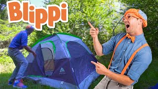 Blippi Goes On A Camping Trip  Outdoor Activities For Kids [upl. by Ahcsrop]