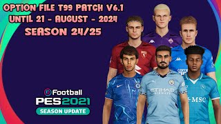 OPTION FILE T99 PATCH V61 UNTIL 21  AUGUST  2024  PES 2021 [upl. by Treblihp]