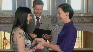 Gay marriage Couples line up to wed in San Francisco California [upl. by Sieracki]