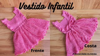 Vestido de croche infantil  FioaFioCrochê [upl. by Kehsihba]