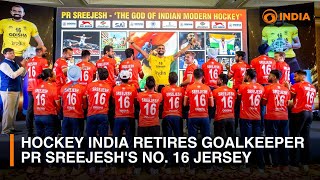 Hockey India retires goalkeeper PR Sreejeshs No 16 jersey  DD India [upl. by Xonel]