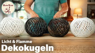 DIY  Dekokugeln einfach selber machen  Tischlampe aus Garn und Zement  Stylische Kugelleuchte [upl. by Atiuqihc272]