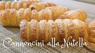 Ricetta Cannoncini alla Nutella con pasta sfoglia FACILE E VELOCE easy recipe [upl. by Trauts]