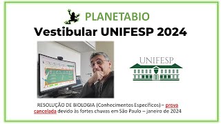 Vestibular UNIFESP 2024  BIOLOGIA conhecimentos específicos VERSÃO CANCELADA DEVIDO ÀS CHUVAS [upl. by Laval]