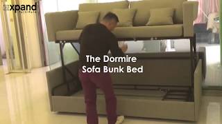 Dormire Sofa Bunk Bed sleeps 2 adults Expand Furniture Transforming Sofa [upl. by Morril]