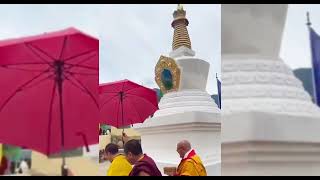 Rainbow 🌈 Circled above Stupa When His Holiness Tai situ Rinpoche blessed the stupa  miracle [upl. by Ayhtin19]