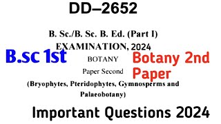 Bsc First Year Botany Second Paper  Bsc First year Botany Durg University 2024 Important Question [upl. by Arracat]