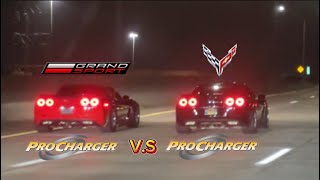 Procharged C6 Corvette GrandSport vs Procharged cammed C6 Crovette chevorlet chevy corvette c6 [upl. by Annagroeg]