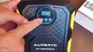 Compresor de Aire Digital para Coche AUPERTO  Con linterna y adaptadores [upl. by Weight968]