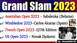 All Tennis Grand Slam 2023  Winners of Grand Slam 2023  ग्रैंड स्लैम 2023  Sports Current Affairs [upl. by Lyrahc232]