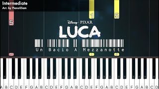 Intermediate Un Bacio A MezzanotteQuartetto Cetra  LUCA  Piano Tutorial with Finger Numbers [upl. by Nnayr639]