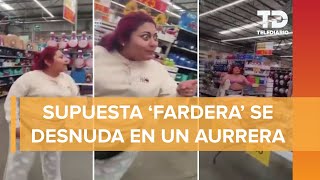 Lady Aurrerá se desviste y golpea empleados luego de presunto robo en la tienda [upl. by Iorio231]