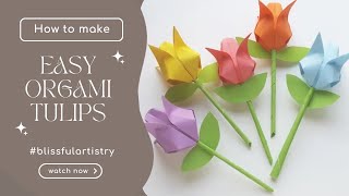 How to make Easy Paper Tulip Origami Flower [upl. by Anid]