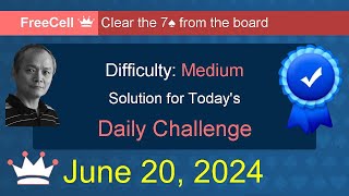 Microsoft Solitaire Collection FreeCell  Medium  June 20 2024 [upl. by Lari215]