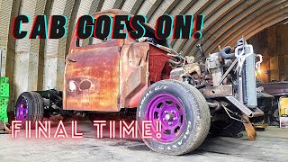 1952 F1 cab goes on frame  Race Truck Build  ep 12 [upl. by Aitetel708]