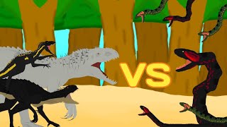 Indominus rexIndoraptor and Scorpius rex vs Anacondas  AUTO RPG Anything [upl. by Gabbie754]