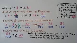 4th Grade Math 96 Add Fractional Parts of 10 amp 100 [upl. by Yregerg]