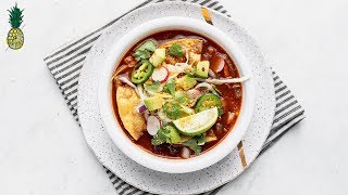 Vegan Pozole Rojo with Mushrooms amp Red Beans [upl. by Otti388]