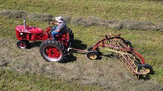 Raking Baling and Loading the Last Hay of the Year [upl. by Ytsrik]