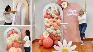 Como hacer un Arco de Globos e instalarlo en un Panel – 🌼Balloon Garland On Backdrop 🌼 [upl. by Lema775]