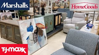 MARSHALLS HOMEGOODS TJ MAXX FURNITURE ARMCHAIRS TABLES SOFAS SHOP WITH ME SHOPPING STORE WALKTHROUGH [upl. by Ahsitram19]