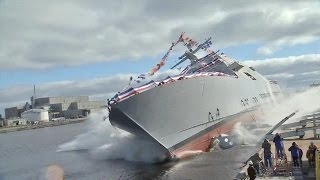 Navy Christens Future USS Detroit [upl. by Ellenej647]