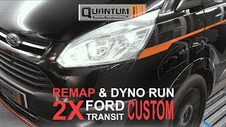 2x Ford Transit Custom  Remap amp Dyno Run   Quantum Tuning [upl. by Aerbma]