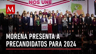 Morena presenta a sus precandidatos para las elecciones 2024 [upl. by Harshman568]