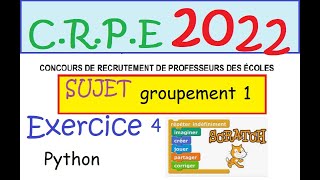 CRPE 2022  sujet maths corrigé groupement 1 ex4 scratch [upl. by Dasha650]