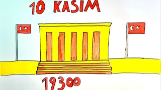 10 Kasım Resmi Nasıl Çizilir  ❤️🖤 Kolay Anıtkabir Çizimi  Anıtkabir Nasıl Çizilir ❤️🖤 [upl. by Ynohtnad]