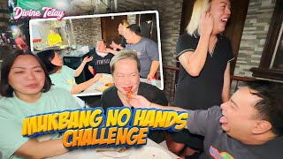 MUKBANG NO HANDS CHALLENGE WITH BEKS FRIENDS  CARINDERIA STYLE   DIVINE TETAY [upl. by Elfie]