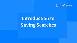 Introduction to Saving Searches [upl. by Eidur]