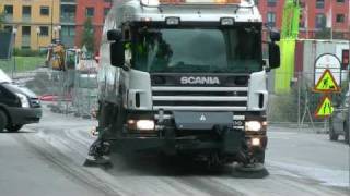 Scania 94D Sweeper Truck Sweeping The Street [upl. by Schach]