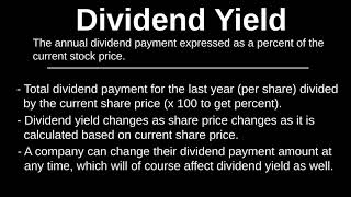 Beginner Stock Market Terms Part 2  Dividend Dividend Yield and DRIP Plans [upl. by Yasu]