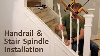 How to Install Handrail and Stair Spindles Staircase Renovation Ep 4  Finish Carpentry [upl. by Irab]