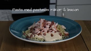 Pasta med pastasås räkor amp bacon [upl. by Nomead]