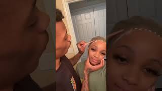 Let my boyfriend install my wig wig wiginstall wigtutorial [upl. by Florina]